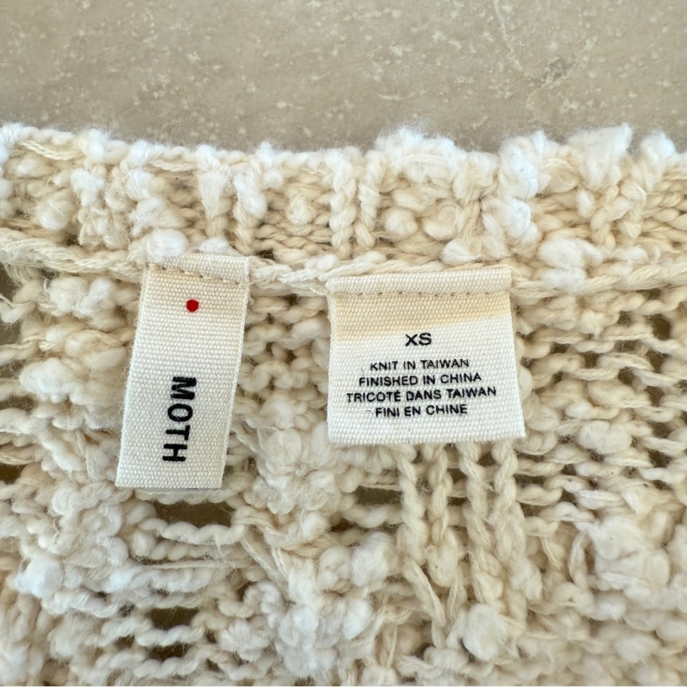 Anthropologie Moth Cream Open Cable Knit Sweater Womens XS - Picture 8 of 10